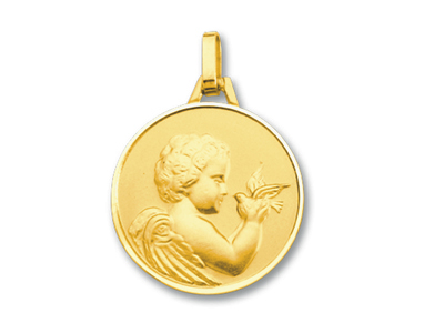 Medalla Ángel Con Paloma, Oro Amarillo De 18 Quilates - Imagen Estandar - 1