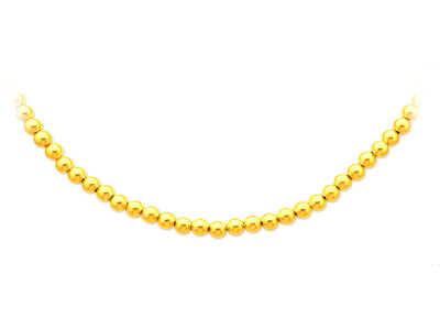Collar Bolas Parisinas 6 Mm, 45 Cm, Oro Amarillo 18k