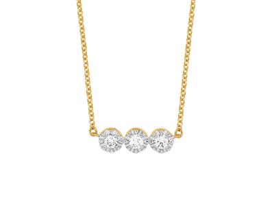 Collar Con 3 Rombos Engastados Con Ilusion, Diamantes 0,10ct, 42-44-45 Cm, Oro Amarillo 18k - Imagen Estandar - 1