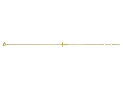 Pulsera Cruz Sobre Cadena, 18 Cm, Oro Amarillo 18k - Imagen Estandar - 1