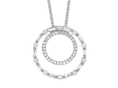 Collar Doble Crculo Diamantes 0,44ct, 38-40 Cm, Oro Blanco 18k