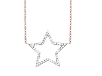 Collar Estrella, Diamantes 0,14ct, 38-40-42 Cm, Oro Rosa 18k