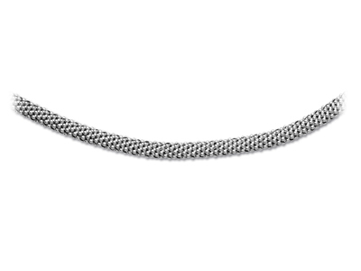 Collar Fishnet 8 Mm, Cierre Con Oxido De Circonio, 42 Cm, Plata 925 Rh - Imagen Estandar - 1