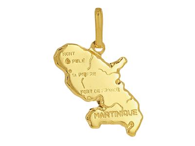 Colgante Mapa De Martinica, 24 X 15 Mm, Oro Amarillo De 18 Quilates
