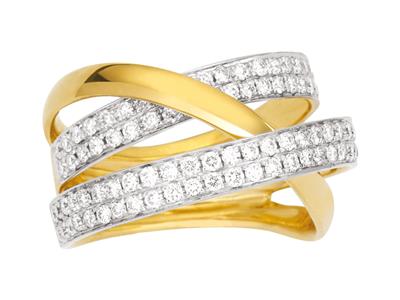Anillo Cruzado, Diamantes 0,90 Ct, Oro Amarillo 18k, Dedo 54