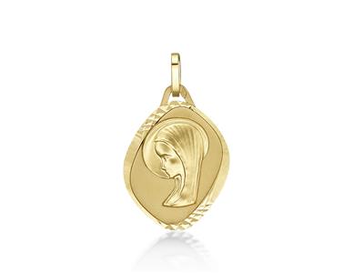 Medalla De La Virgen Mara 19 Mm, Oro Amarillo 18k