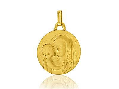 Medalla De La Virgen Mara 18 Mm, Oro Amarillo 18k