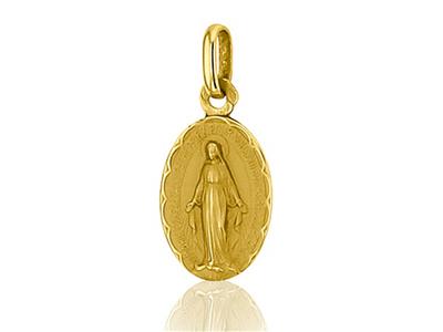 Medalla De La Virgen Milagrosa 13 Mm, Oro Amarillo 18k