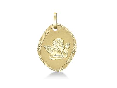 Medalla Ángel Fantasa 19 Mm, Oro Amarillo 18k