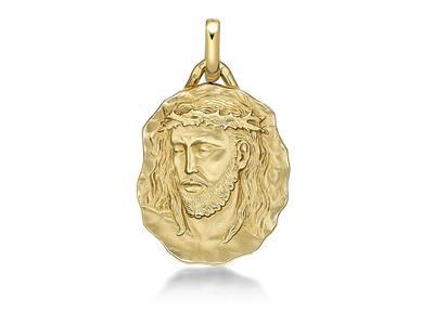 Medalla De Cristo Macizo 22 Mm, Oro Amarillo 18k
