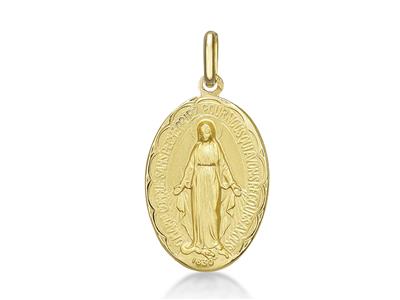 Medalla Virgen Milagrosa 19 MM Hueca, Oro Amarillo 18k