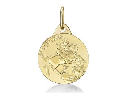 Medalla De San Jorge 15 Mm, Oro Amarillo 18k