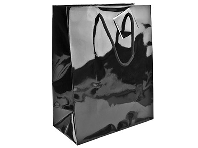 Paquete De 5 Bolsas Medianas Brillantes Negras Para Regalo 215 X160 X 90 MM - Imagen Estandar - 1