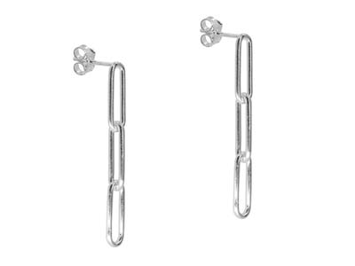 St Sil Large Link Chain Design Drop Earrings - Imagen Estandar - 1