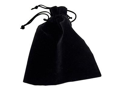 Bolsa Rectangular Negra Para Joyas Con Cordon 7.50x10.50cm Efecto Terciopelo - Imagen Estandar - 1