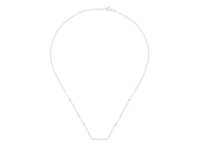 Collar De Malla Forzada, Para 5 Perlas Y 10 Piedras De 0,01 Ct, 42+3 Cm, Oro Blanco 18 Kt - Imagen Estandar - 1