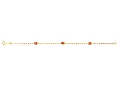 Pulsera Cadena Caballo 1,7mm, 3 Diseños Piña Esmalte Naranja, 16 Cm, Oro Amarillo 18k