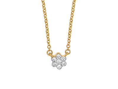 Collar Solitaire Flower, Diamantes 0,04ct, 42-44-45 Cm, Oro Amarillo 18k - Imagen Estandar - 1