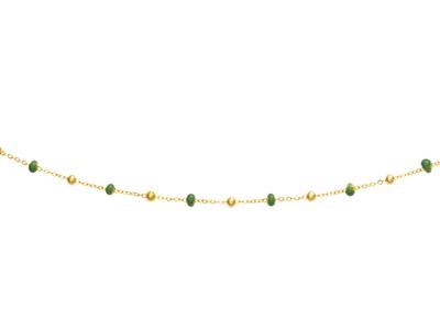 Collar Bolas Verdes, 42 Cm, Oro Amarillo 18k - Imagen Estandar - 1