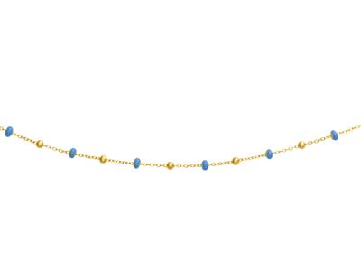 Collar Bolas Azules, 42 Cm, Oro Amarillo 18k - Imagen Estandar - 1