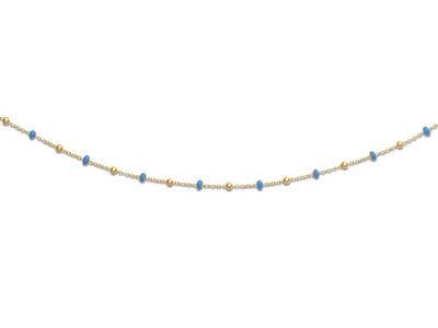 Collar Bolas Azules, 45 Cm, Oro Amarillo 18k