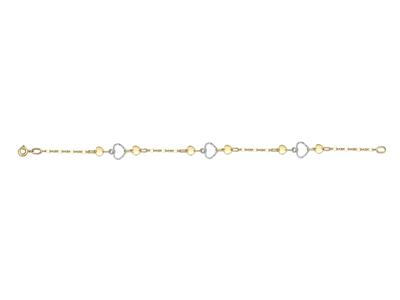 Pulsera Fantasa Corazones 8 X 23 Mm, 1,5 Mm, 19 Cm, Oro Bicolor 18k