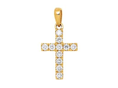 Colgante Cruz, Diamantes 0,17 Ct, Oro Amarillo 18k - Imagen Estandar - 1