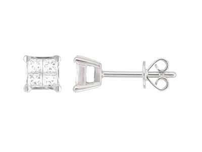 Bo Carrees Diamants Princesse 0,33 Ct Or Gris 18k Poussettes - Imagen Estandar - 1
