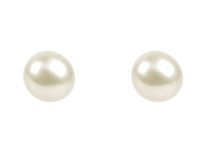 Par De Perlas Blancas Cultivadas Enagua Dulce Totalmente Redondas Semiperforadas De 4,5 A 5 MM