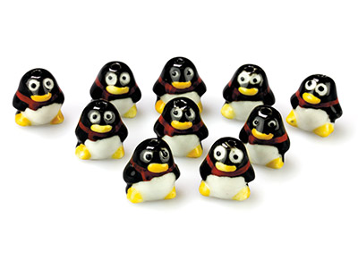 Pingüinos De Cerámica Con Bufanda, 14 X 15 X 11 Mm, Pintados A Mano, Paquete De 10