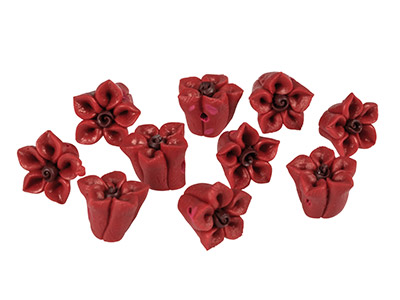 Abalorios Rojos De Arcilla Polimérica En Forma De Flor 10mm, Paquete De 10
