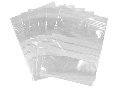 Bolsas De Plástico Con Tiras Para Escribir 125 X 190 Mm, Paquete De 100 Unidades Resellables.