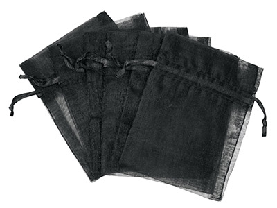 Paquete De 6 Saquitos De Organza Negros 7,6 Cm X 10 Cm - Imagen Estandar - 1