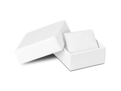 Caja De Pendientes De Cartón Blanco De Tacto Suave - Imagen Estandar - 1