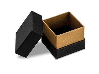Caja Metalizada Negra Y Dorada Paraanillo - Imagen Estandar - 1