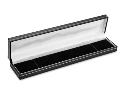 Black Leatherette Long Blet Box Silver Line