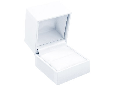 Caja Blanca De Piel Sintética Para Anillo - Imagen Estandar - 1