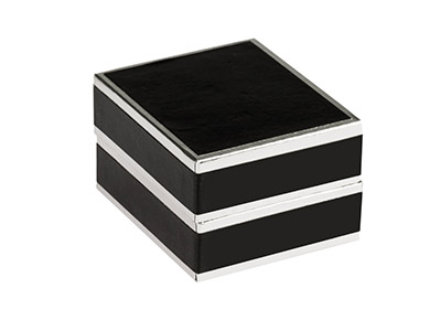 Caja De Dos Tonos Negro Y Plateado Para Pendientes - Imagen Estandar - 2