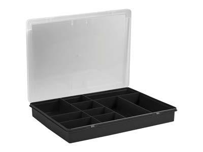 Caja Organizadora De Proyectos Grande Wham De 38x30x5cm Y 10 Compartimentos, Color Negro