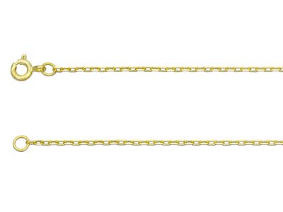 Cadena De Campana Con Corte De Diamante Cuadrado 1416 De Oro Amarillo De 9 Ct, 1845 Cm, Con Sello De Contraste Británico