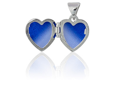 Medallón De Plata De Ley Con Forma De Corazón Con Diamante Curvado - Imagen Estandar - 2